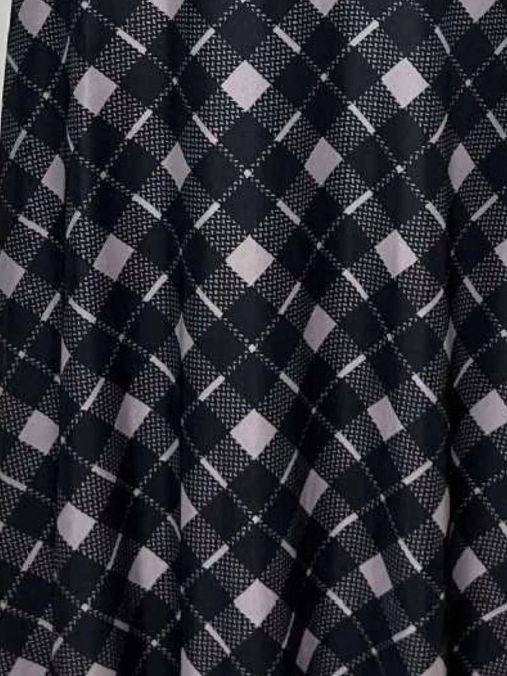 Ludowika Tie Front Plaid Long Sleeve Dress