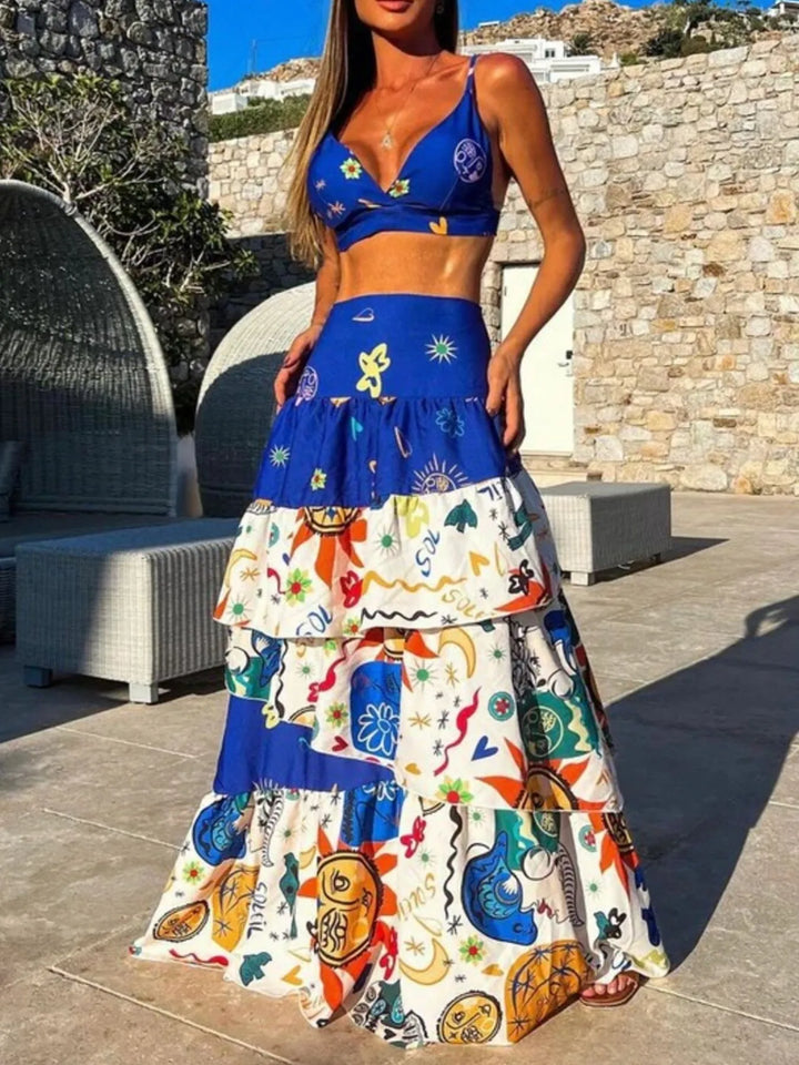Ludowika Printed Cami and Layered Skirt Set