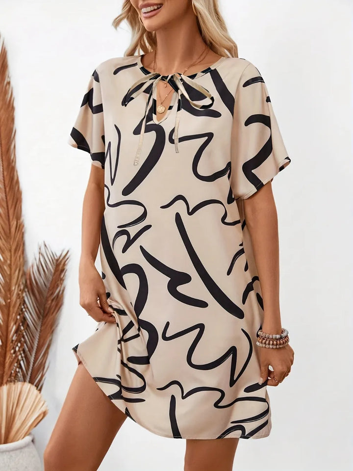 Ludowika Printed Short Sleeve Mini Dress