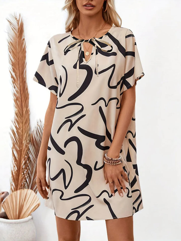 Ludowika Printed Short Sleeve Mini Dress