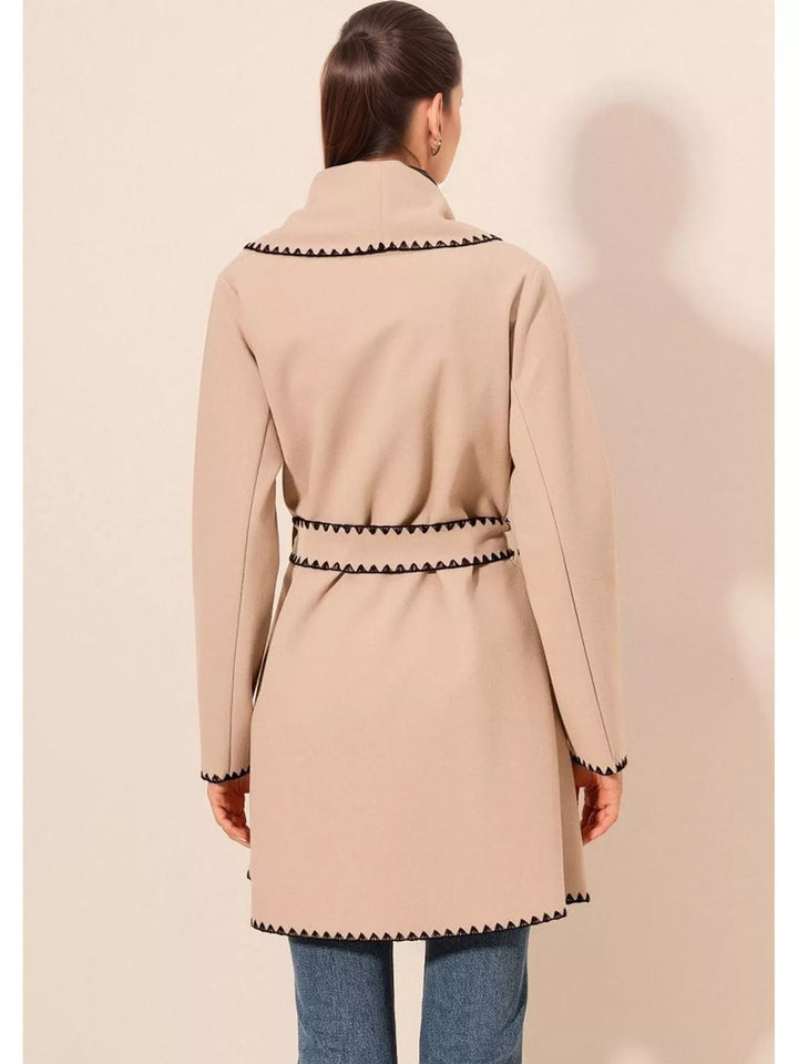 Ludowika Contrast Trim Tie Waist Outerwear