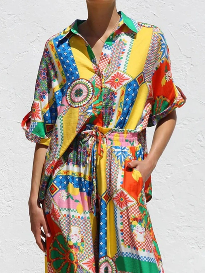 Ludowika Printed Button Up Shirt and Pants Set