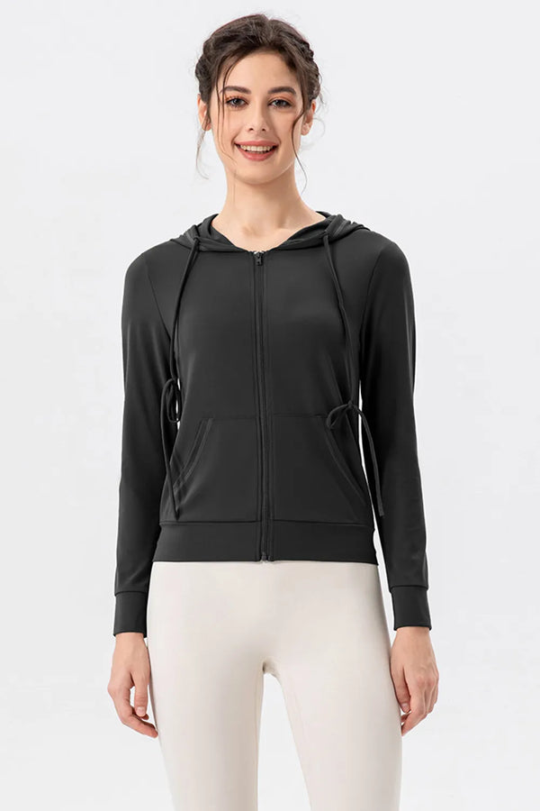 Ludowika Drawstring Zip Up Hooded Active Outerwear