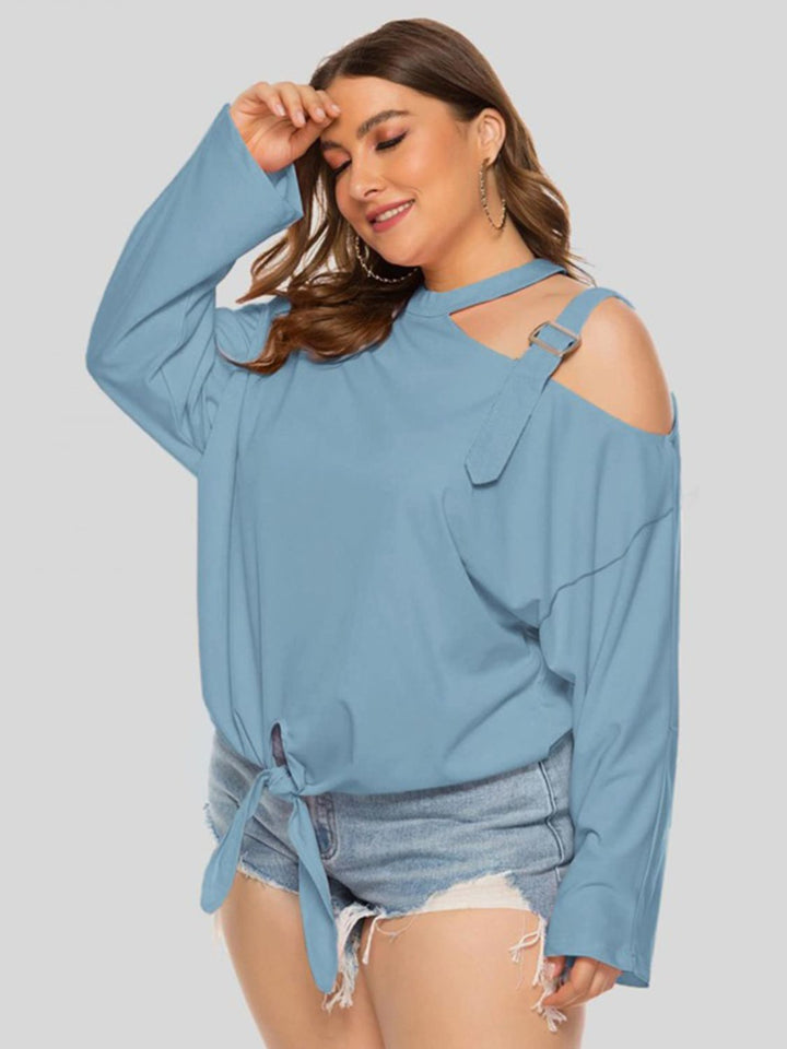 Ludowika Plus Size Cold-Shoulder Tied Top