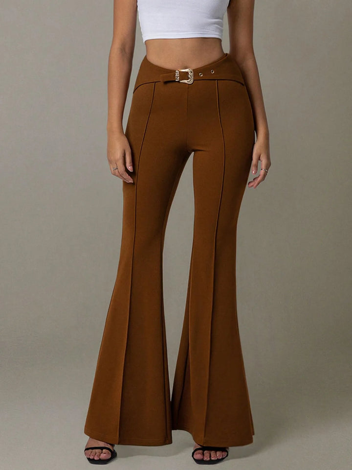 Ludowika High Waist Flare Pants with Buckle Belt
