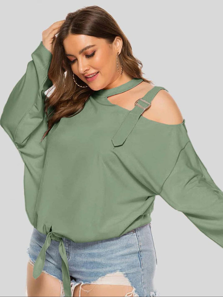 Ludowika Plus Size Cold-Shoulder Tied Top