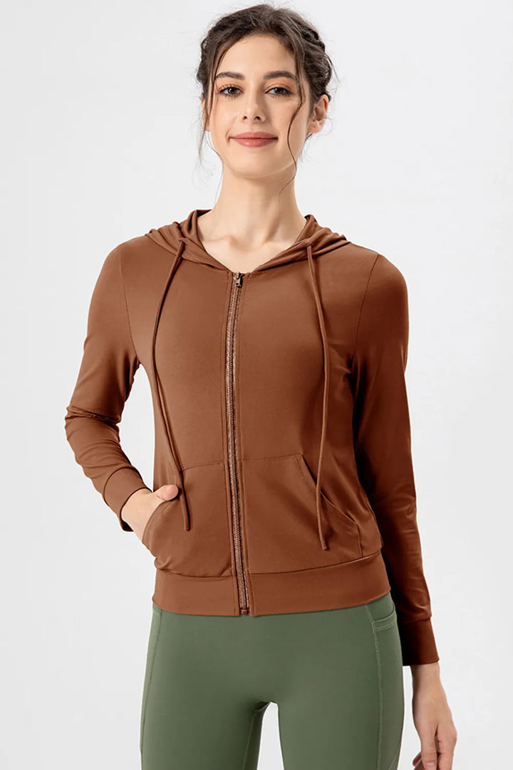 Ludowika Drawstring Zip Up Hooded Active Outerwear