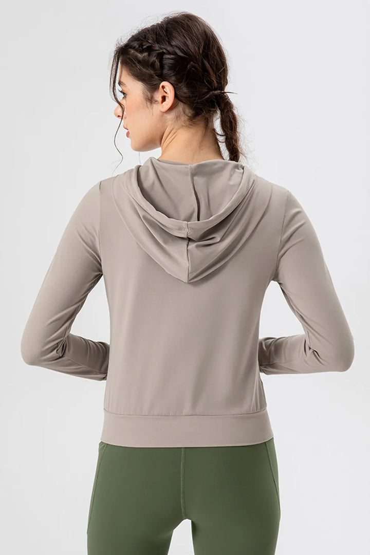 Ludowika Drawstring Zip Up Hooded Active Outerwear