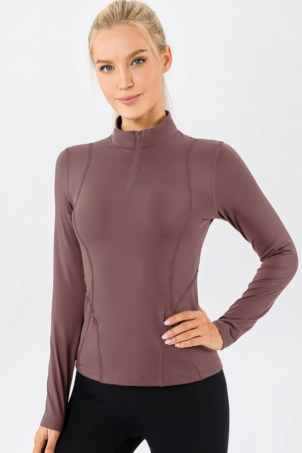 Ludowika Mock Neck Quarter Zip Active T-Shirt