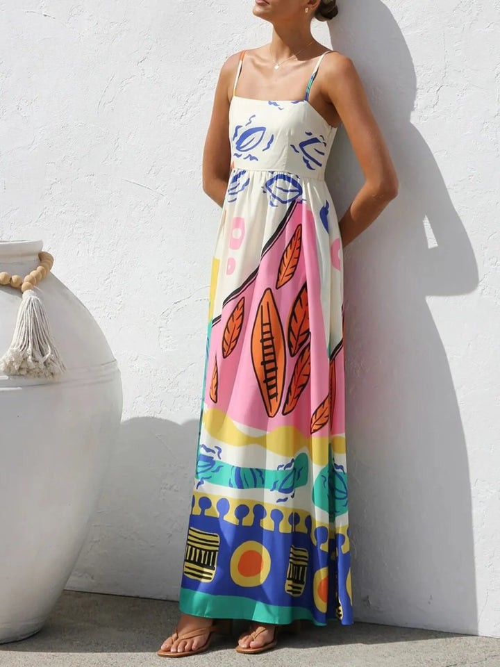 Ludowika Printed Square Neck Maxi Cami Dress