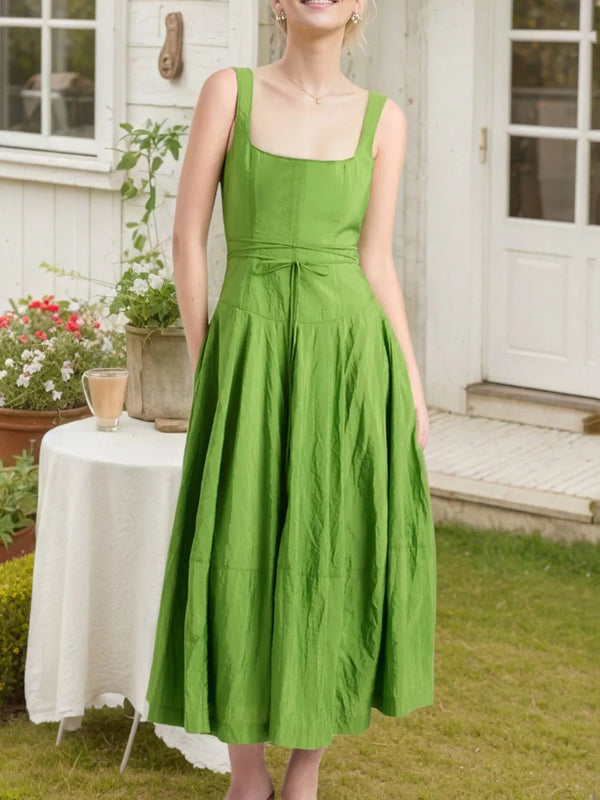 Ludowika Square Neck Sleeveless Midi Swing Dress