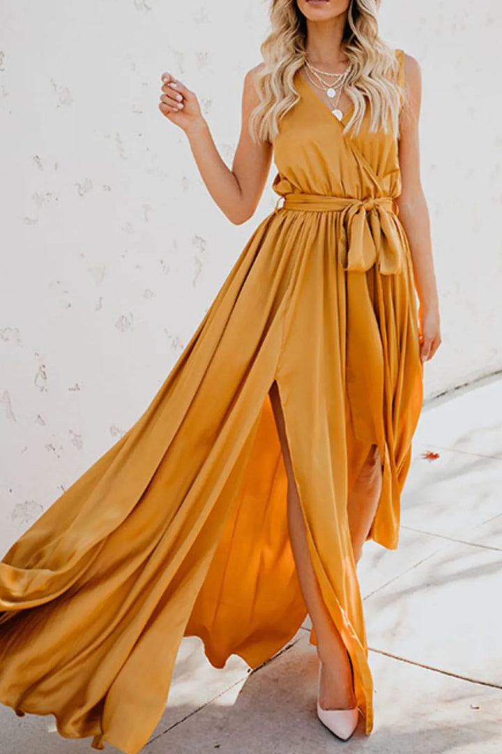 Ludowika Surplice Tie Waist Maxi Dress