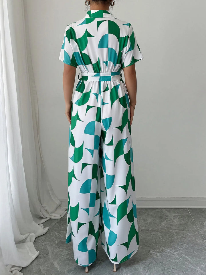 Ludowika Printed Wide Leg Belted Jumpsuit