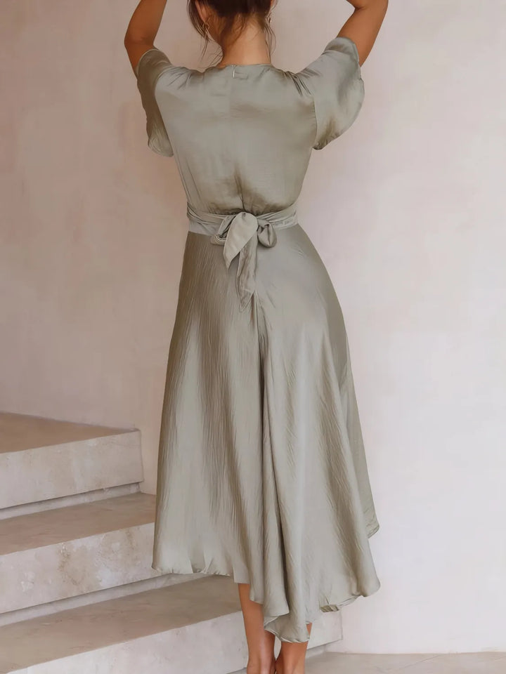 Ludowika High-Low Plunge Flutter Sleeve Dress