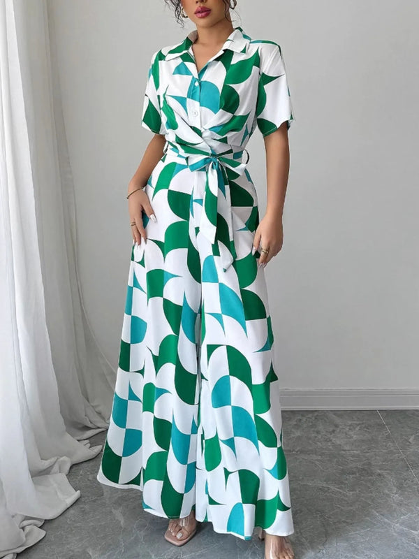 Ludowika Printed Wide Leg Belted Jumpsuit