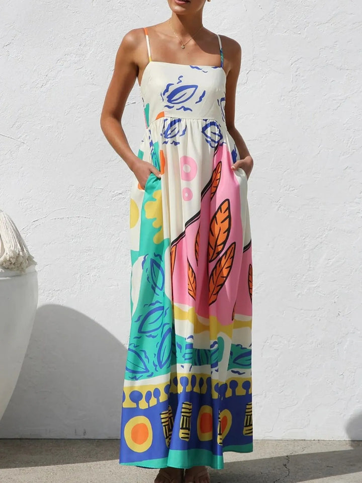 Ludowika Printed Square Neck Maxi Cami Dress