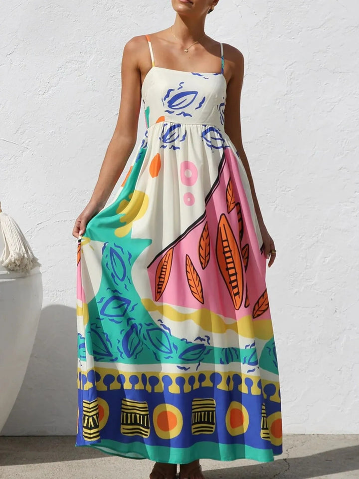 Ludowika Printed Square Neck Maxi Cami Dress