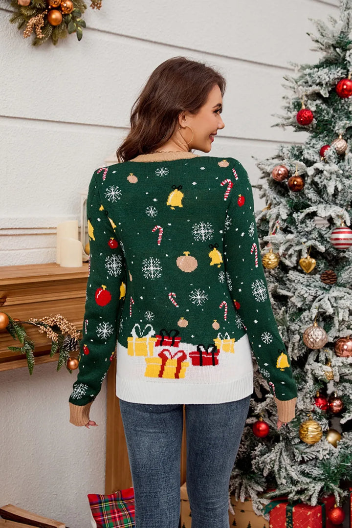 Ludowika Christmas Santa Round Neck Long Sleeve Sweater