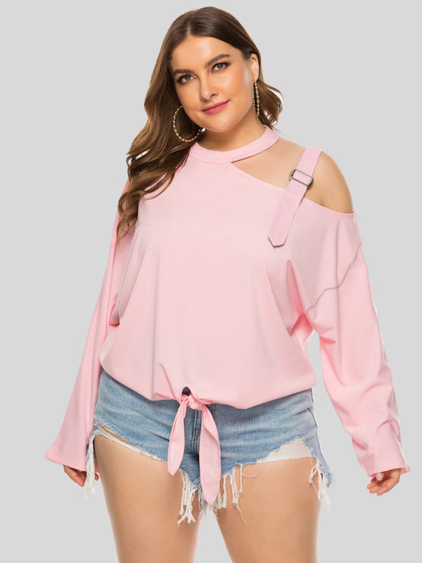 Ludowika Plus Size Cold-Shoulder Tied Top