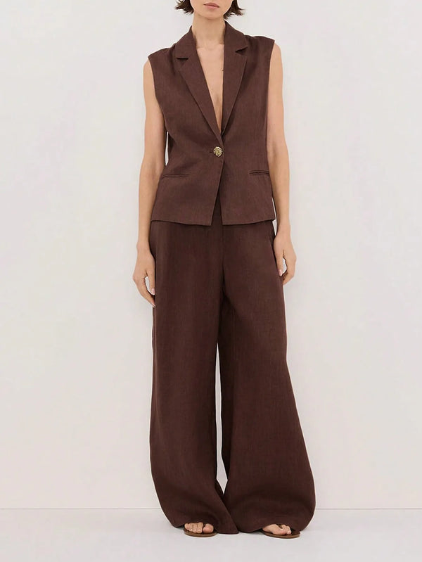 Ludowika Sleeveless Blazer and Wide Leg Pants Set