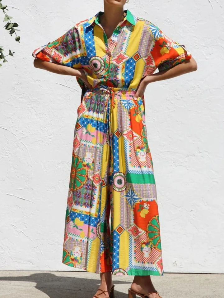 Ludowika Printed Button Up Shirt and Pants Set