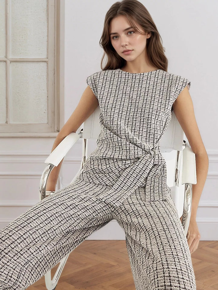 Ludowika Tied Round Neck Top and Pants Set