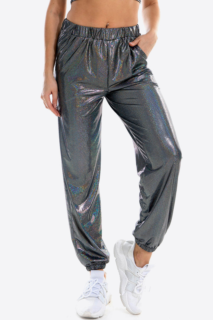 Ludowika Glitter Elastic Waist Pants with Pockets