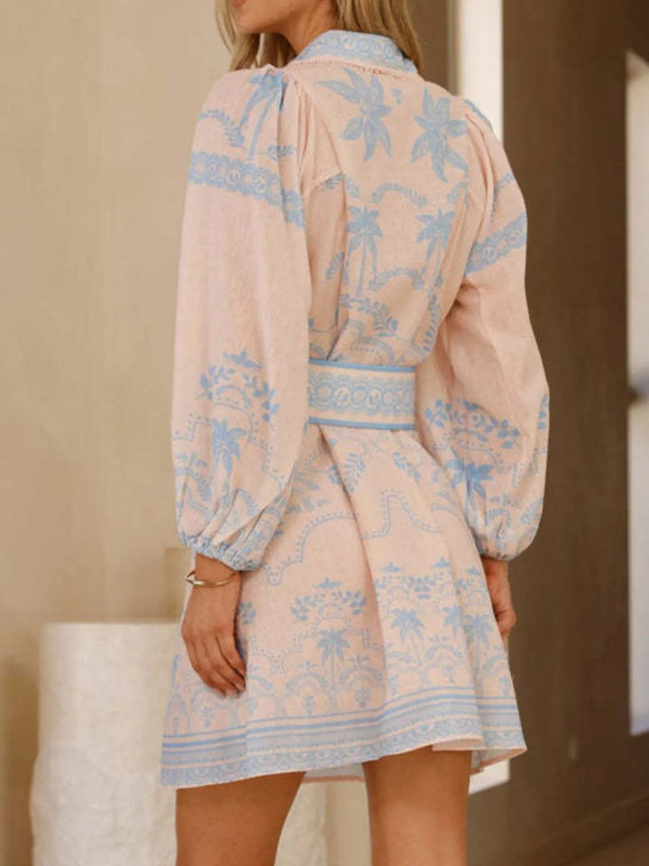 Ludowika Printed Button Down Shirt Dress with Belt
