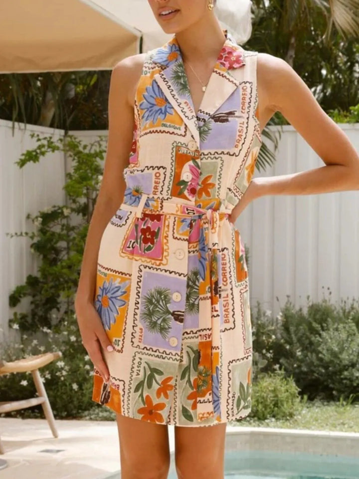 Ludowika Printed Sleeveless Tie Waist Dress