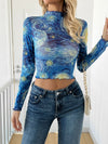 Ludowika Starry Sky Mock Neck Long Sleeve Top