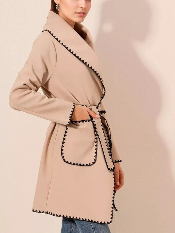 Ludowika Contrast Trim Tie Waist Outerwear