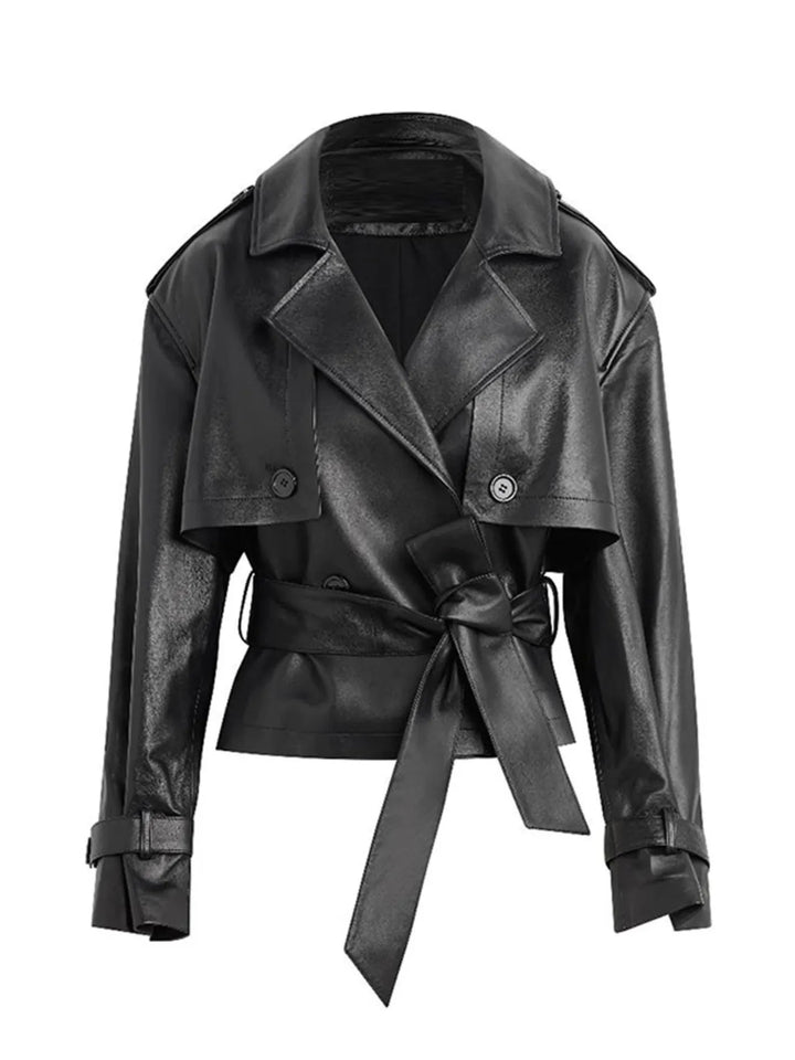 Ludowika Leather Belted Trench Jacket
