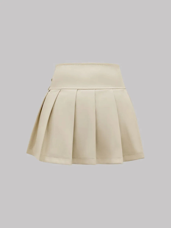 Ludowika Buckle Decor Pleated Mini Skirt