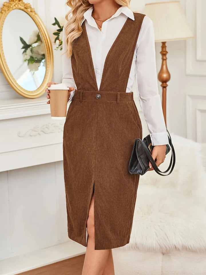 Ludowika Front Slit Overall Dress with Pockets