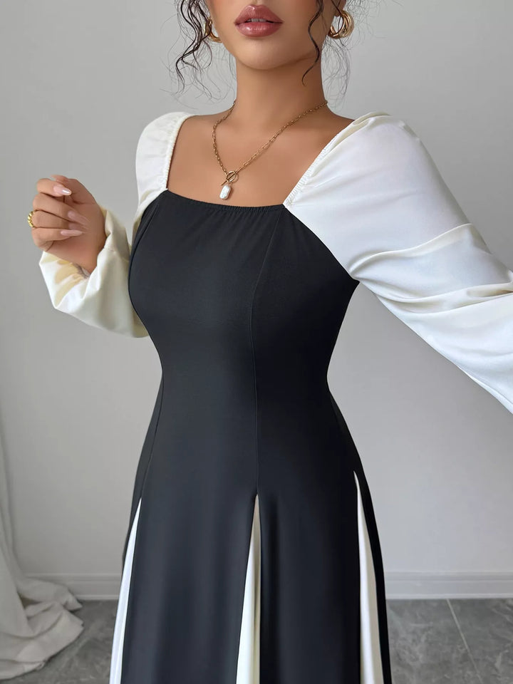 Ludowika Color Block Square Neck Maxi Dress
