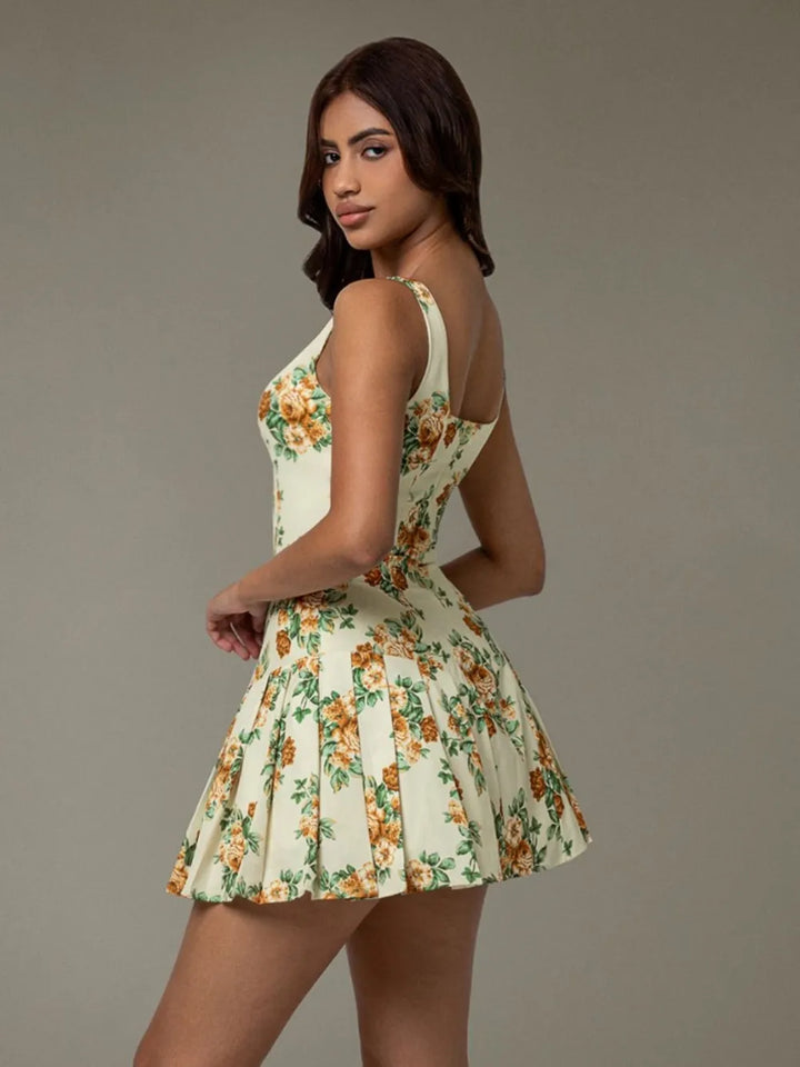 Ludowika Floral Sleeveless Mini Pleated Dress