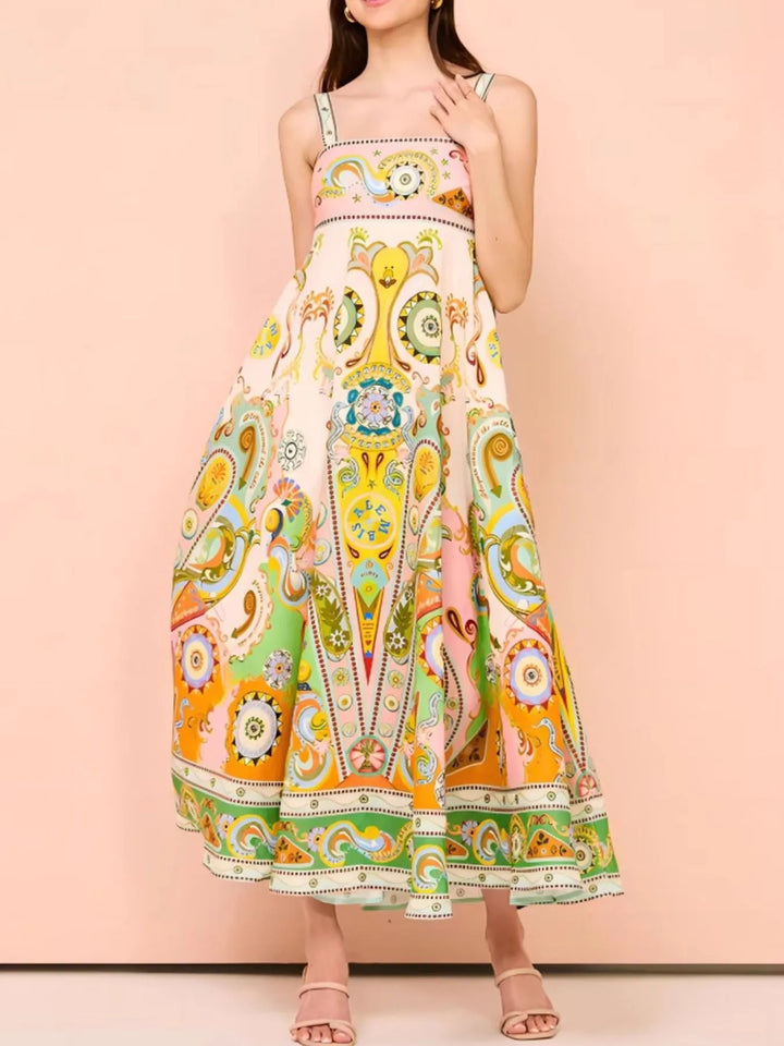 Ludowika Paisley Print Square Neck Summer Dress
