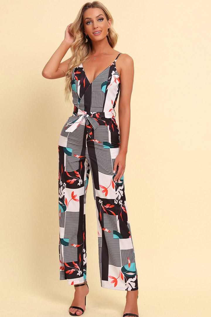 Ludowika Printed Spaghetti Strap Tied Jumpsuit