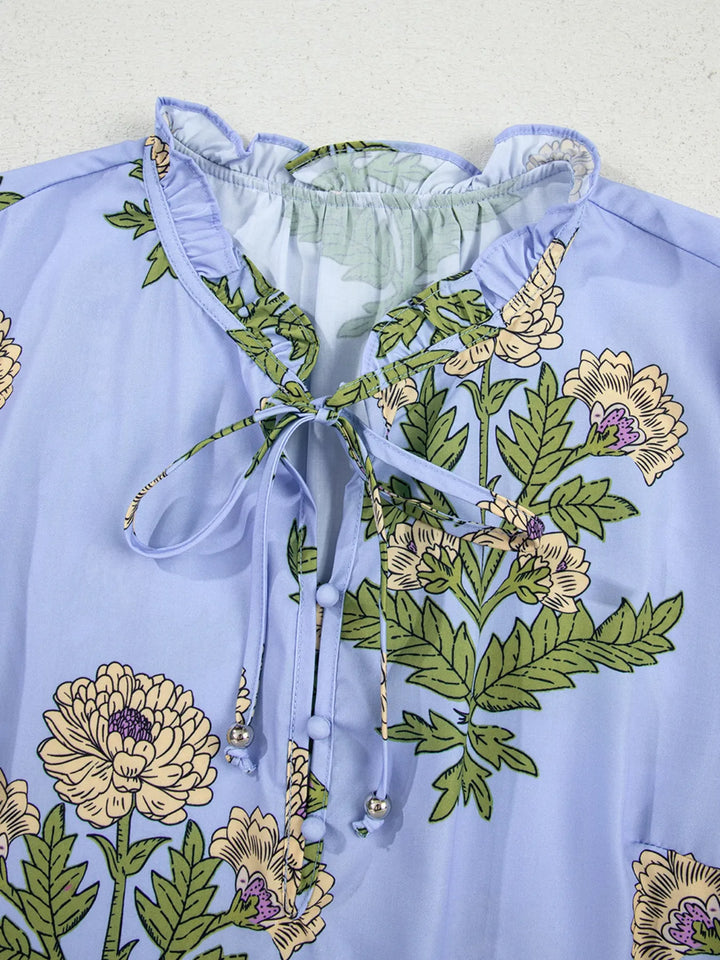Ludowika Floral Print Long Sleeve Tie Neck Blouse