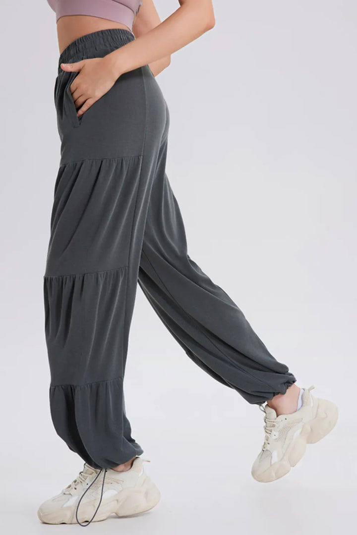Ludowika Drawstring Elastic Waist Ruched Joggers