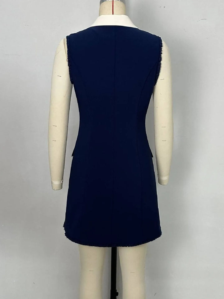 Ludowika Contrast Collar Button-Front Sleeveless Mini Dress