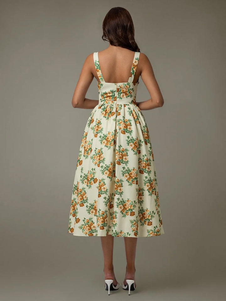 Ludowika Lace Trim Floral Sleeveless Midi Dress