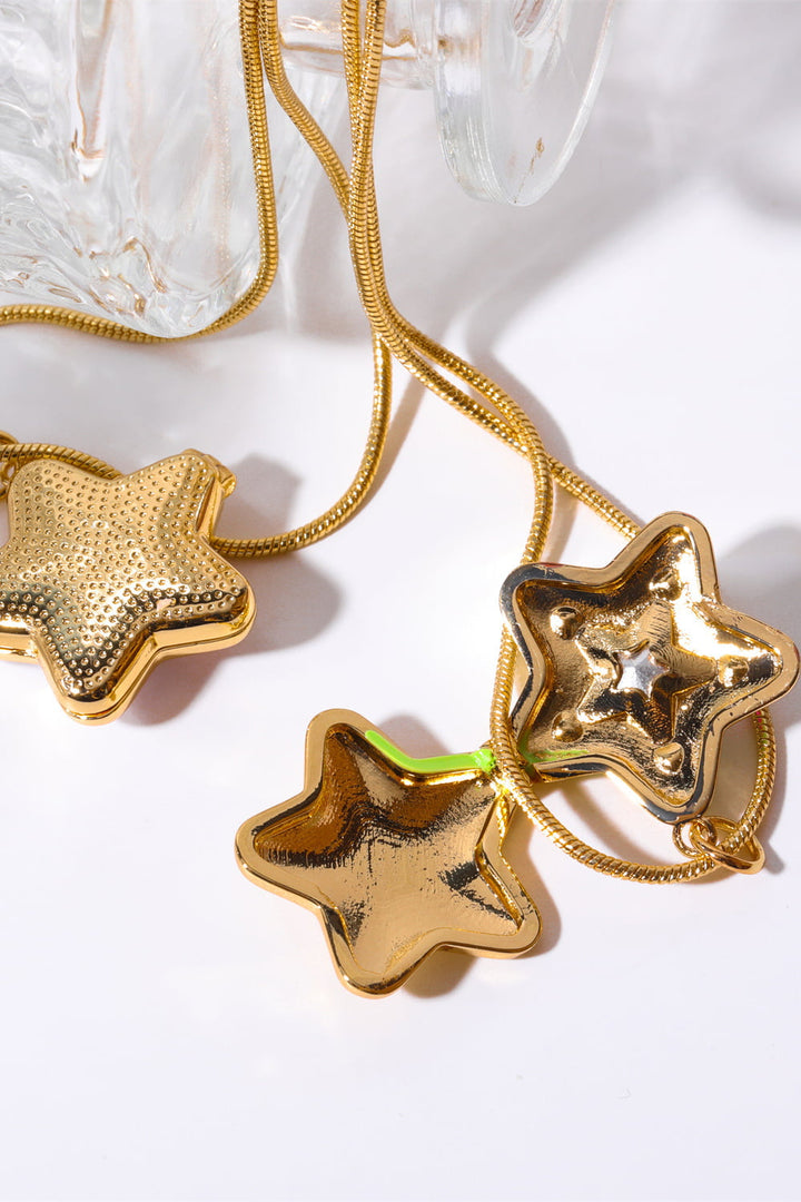 Rhinestone Decor Star Box Pendant Necklace - Ludowika 