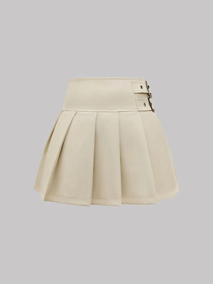Ludowika Buckle Decor Pleated Mini Skirt