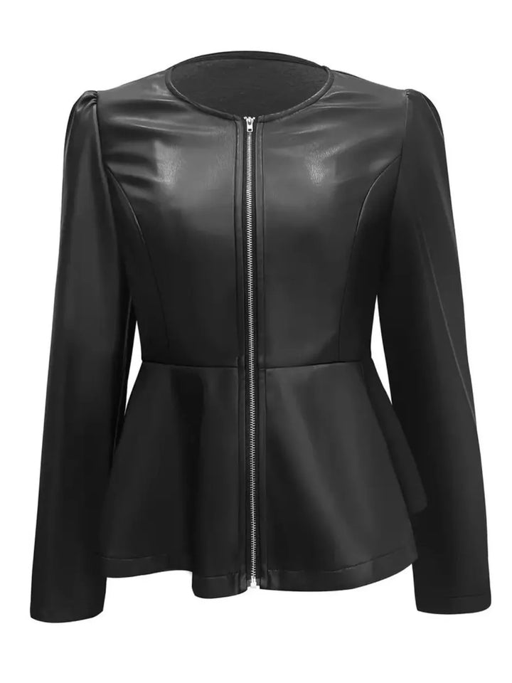 Ludowika Peplum Zip Up Long Sleeve Jacket