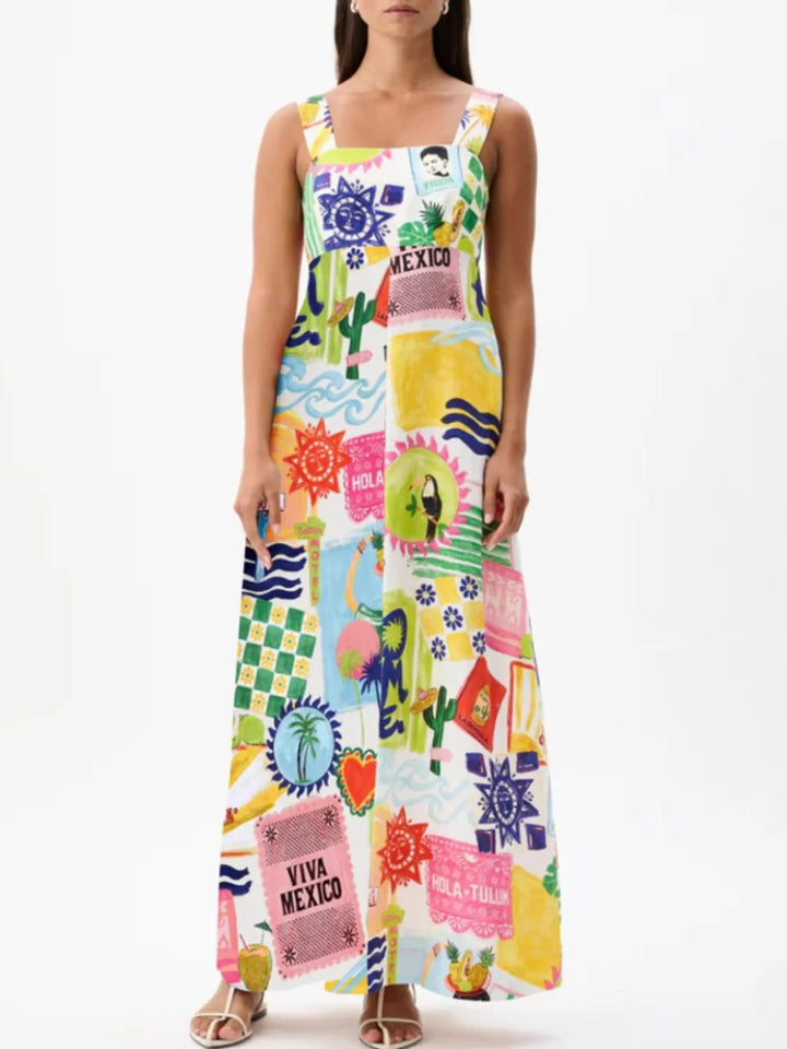 Ludowika Printed Square Neck Maxi Cami Dress