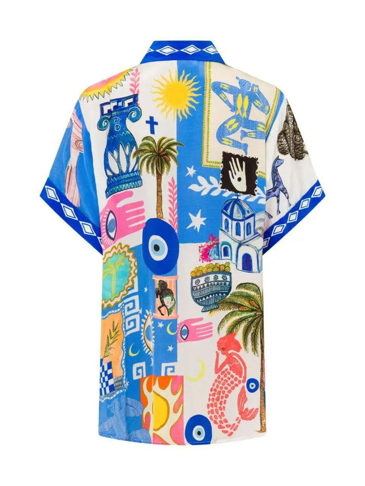 Ludowika Printed Button Up Shirt and Shorts Set