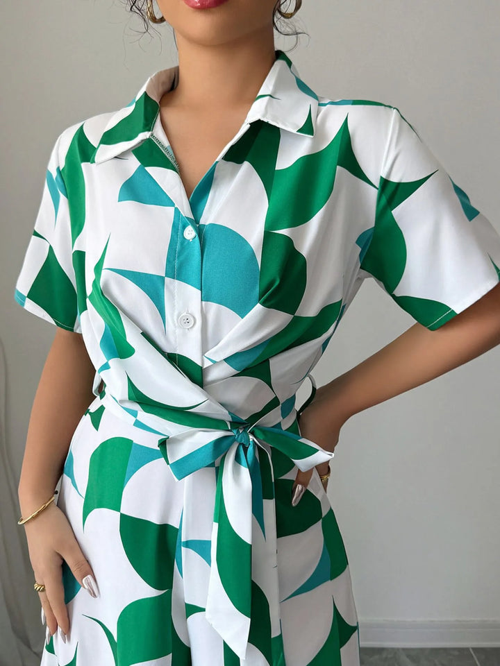 Ludowika Printed Wide Leg Belted Jumpsuit