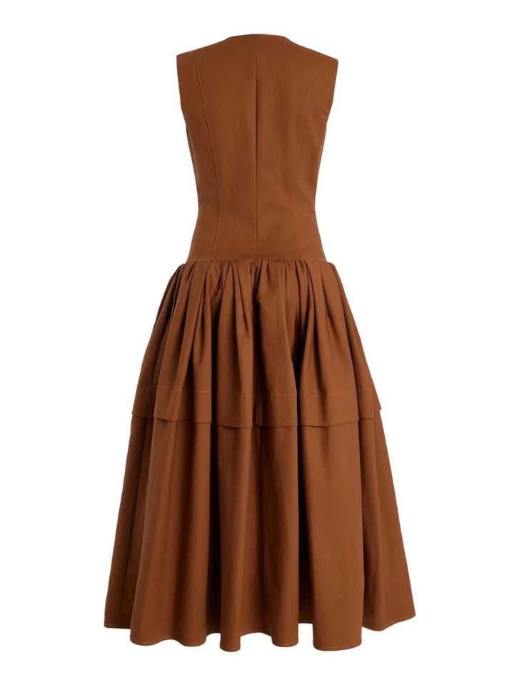 Ludowika Zip Front Round Neck Sleeveless Dress