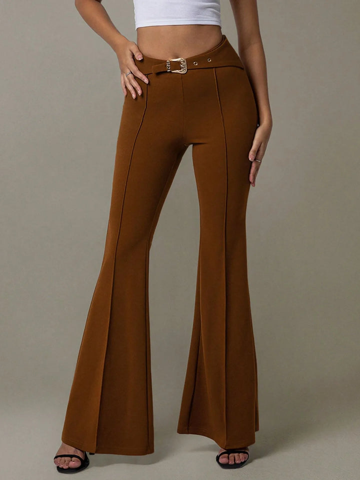 Ludowika High Waist Flare Pants with Buckle Belt